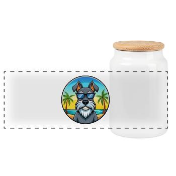 Standard Schnauzer Hunderasse Cartoon Sonnenbrille - Panorama Keksdose mit Holzdeckel - Weiß - Vorne