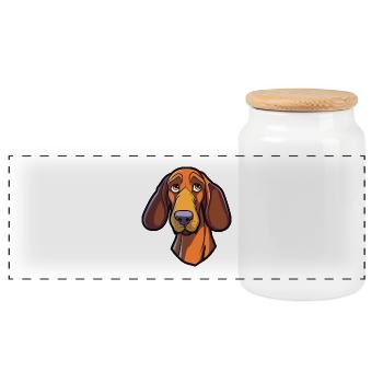 Lettische Jagdhunderasse Cartoon Kawaii Illustration - Panorama Keksdose mit Holzdeckel - Weiß - Vorne
