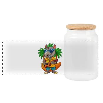Lustige Tapir Cartoon Sommer Strand Sonnenbrille Gitarre - Panorama Keksdose mit Holzdeckel - Weiß - Vorne