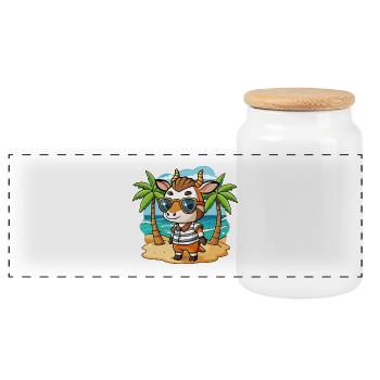 Lunettes de soleil de plage d’été de dessin animé drôle drôle okapi - Boîte à biscuits avec couvercle en bois - blanc - Devant