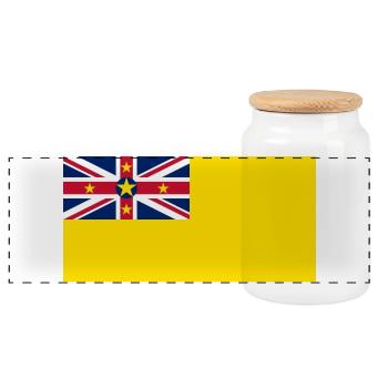 Niue - Panorama Keksdose mit Holzdeckel - Weiß - Vorne