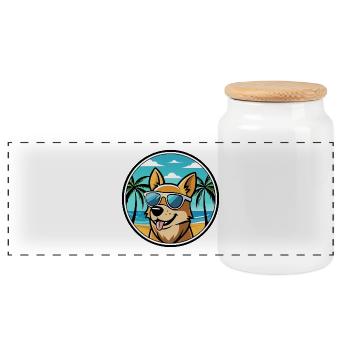 Portugiesische Podengo Hunderasse Cartoon Sonnenbrille - Panorama Keksdose mit Holzdeckel - Weiß - Vorne