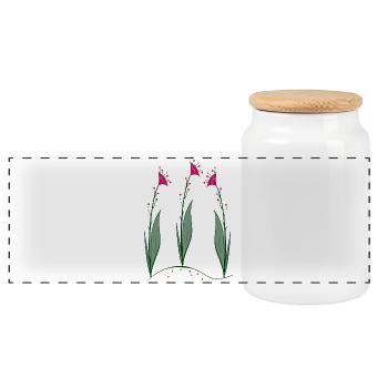Blossoms, Flowers - Panoramic Cookie Jar with Wooden Lid - white - Front