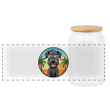 Kerry Blue Terrier Hunderasse Cartoon Sonnenbrille - Panorama Keksdose mit Holzdeckel - Weiß - Vorne