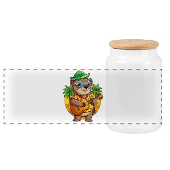 Lustige Murmeltier Sommer Strand Sonnenbrille Hawaiianisch - Panorama Keksdose mit Holzdeckel - Weiß - Vorne