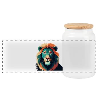 Lion Dessin Animé Personnage Animal De Compagnie Coloré - Boîte à biscuits avec couvercle en bois - blanc - Devant