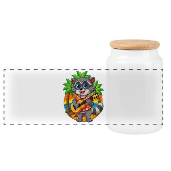 Lustige Waschbär Sommer Strand Sonnenbrille Hawaiianisch - Panorama Keksdose mit Holzdeckel - Weiß - Vorne