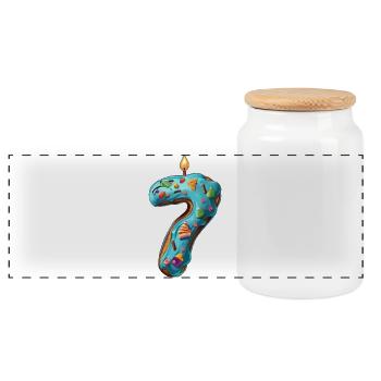 GÂTEAU NUMÉRO 7 SWEET 7E ANNIVERSAIRE - Boîte à biscuits avec couvercle en bois - blanc - Devant