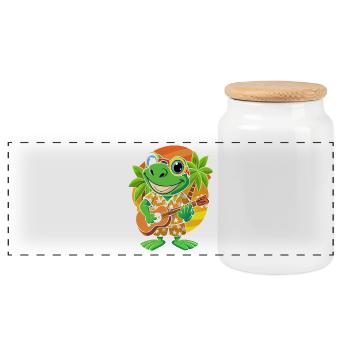 Lustiger Frosch Cartoon Sommer Strand Sonnenbrille Gitarre - Panorama Keksdose mit Holzdeckel - Weiß - Vorne