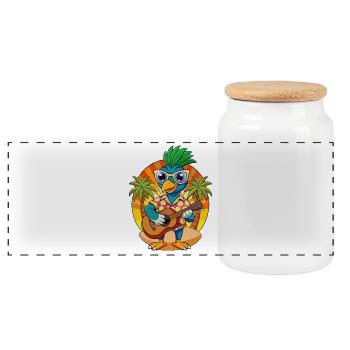 Lustige Pfau Sommer Strand Sonnenbrille Hawaiianisch - Panorama Keksdose mit Holzdeckel - Weiß - Vorne