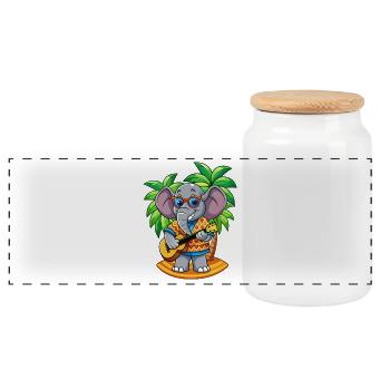 Lustige Elefant Cartoon Sommer Strand Sonnenbrille - Panorama Keksdose mit Holzdeckel - Weiß - Vorne