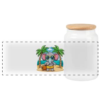Elefant Lustige Cartoon Sommer Strand Sonnenbrille - Panorama Keksdose mit Holzdeckel - Weiß - Vorne