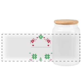Christmas at home is where my loved ones are - Panoramic Cookie Jar with Wooden Lid - white - Front