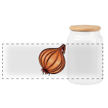 Trendy Onion Cool Vegetable Onions - Panoramic Cookie Jar with Wooden Lid - white - Front
