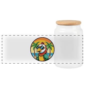Papagei Lustige Cartoon Sommer Strand Sonnenbrille Cool - Panorama Keksdose mit Holzdeckel - Weiß - Vorne