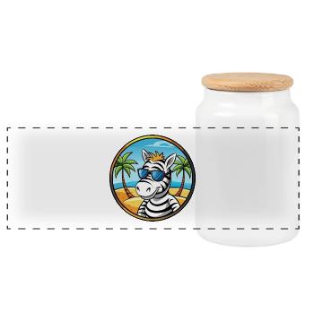 Zebra Lustige Cartoon Sommer Strand Sonnenbrille Cool - Panorama Keksdose mit Holzdeckel - Weiß - Vorne