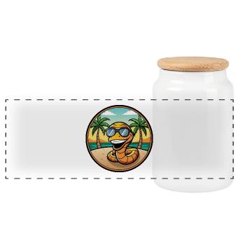 Serpent Drôle Dessin Animé Plage D’été Lunettes De Soleil Cool - Boîte à biscuits avec couvercle en bois - blanc - Devant