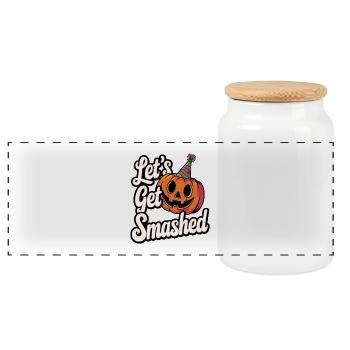 Let's Get Smashed - Panoramic Cookie Jar with Wooden Lid - white - Front