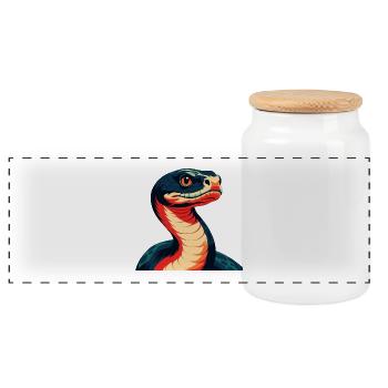 Anaconda Zeichentrickfigur Buntes Haustier Tier - Panorama Keksdose mit Holzdeckel - Weiß - Vorne