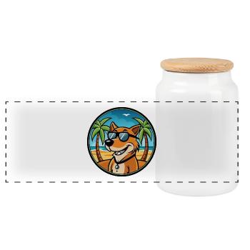 Majestätische Baumhund Hunderasse Cartoon Sonnenbrille - Panorama Keksdose mit Holzdeckel - Weiß - Vorne