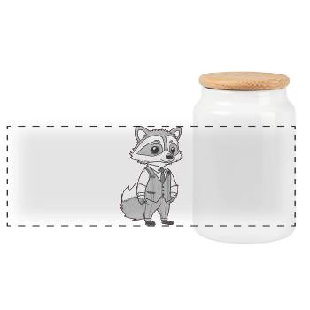 Renard occupé - Boîte à biscuits avec couvercle en bois - blanc - Devant