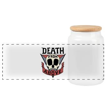 Death from above! - For light background! - Panoramic Cookie Jar with Wooden Lid - white - Front