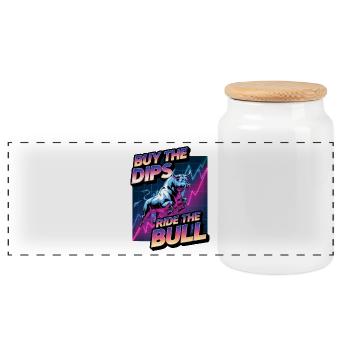 Buy The Dips Ride The Bull - Panoramic Cookie Jar with Wooden Lid - white - Front