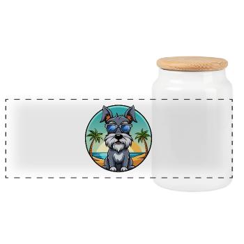 Standard Schnauzer Hunderasse Cartoon Sonnenbrille - Panorama Keksdose mit Holzdeckel - Weiß - Vorne