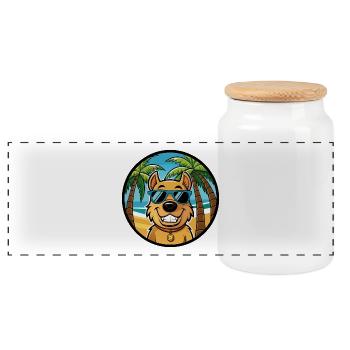 Billy Hunderasse Cartoon Sonnenbrille Strand - Panorama Keksdose mit Holzdeckel - Weiß - Vorne