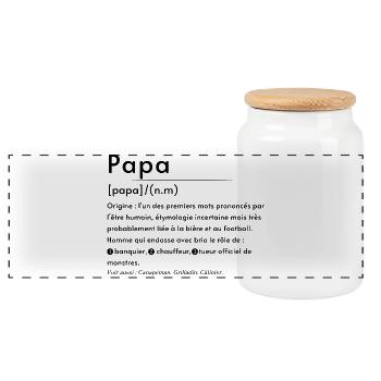 Papa définition  - Boîte à biscuits avec couvercle en bois - blanc - Devant