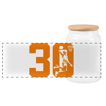 NUMBER 30 BASKETBALL 30TH BIRTHDAY - Panoramic Cookie Jar with Wooden Lid - white - Front
