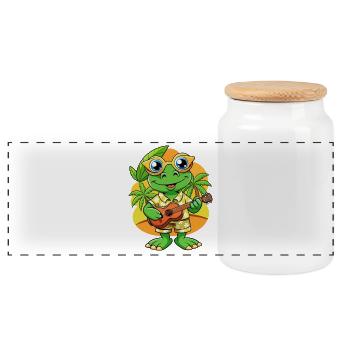 Lustige Frosch Cartoon Sommer Strand Sonnenbrille Gitarre - Panorama Keksdose mit Holzdeckel - Weiß - Vorne
