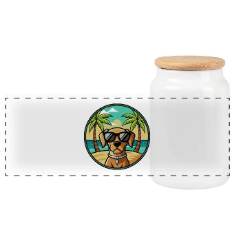 Portugiesische Pointer Hunderasse Cartoon Sonnenbrille - Panorama Keksdose mit Holzdeckel - Weiß - Vorne