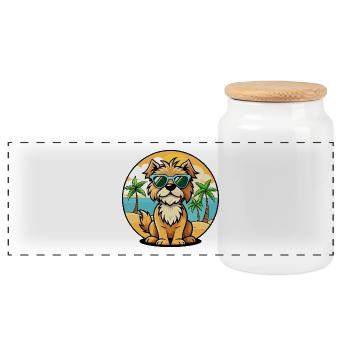 Brikett Griffon Vendéen Hunderasse Cartoon Strand - Panorama Keksdose mit Holzdeckel - Weiß - Vorne
