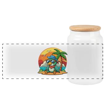 Kolibri Lustige Cartoon Sommer Strand Sonnenbrille - Panorama Keksdose mit Holzdeckel - Weiß - Vorne