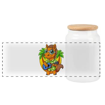 Lustige Pferd Sommer Strand Sonnenbrille Hawaiianisch - Panorama Keksdose mit Holzdeckel - Weiß - Vorne