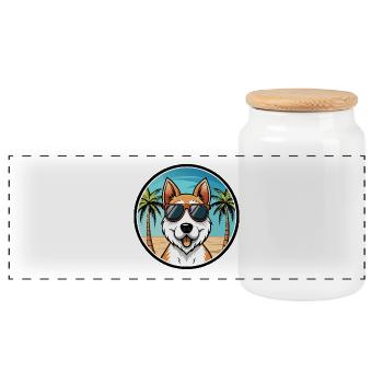 Foxterrier Smooth Dog Rasse Cartoon Sonnenbrille - Panorama Keksdose mit Holzdeckel - Weiß - Vorne