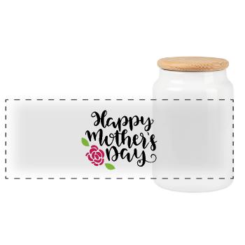 Fête des Mères - Boîte à biscuits avec couvercle en bois - blanc - Devant