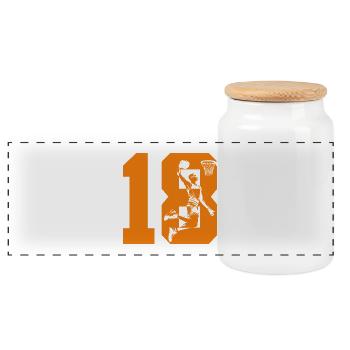 NUMBER 18 BASKETBALL 18TH BIRTHDAY - Panoramic Cookie Jar with Wooden Lid - white - Front