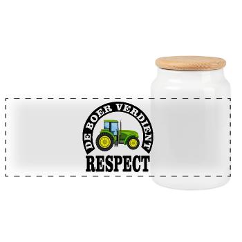 Farmers deserve respect - Panoramic Cookie Jar with Wooden Lid - white - Front