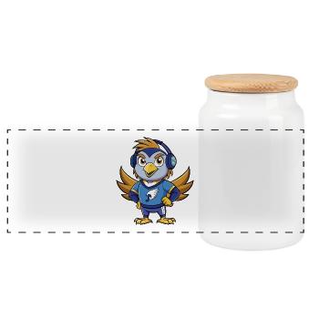 Falcon Funny Cartoon Character Musique de casque - Boîte à biscuits avec couvercle en bois - blanc - Devant