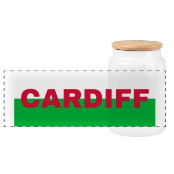 Cardiff City au Pays de Galles Drapeau Royaume-Uni - Boîte à biscuits avec couvercle en bois - blanc - Devant