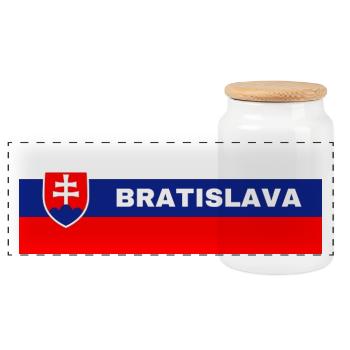 Bratislava dans le drapeau slovaque - Boîte à biscuits avec couvercle en bois - blanc - Devant