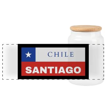 Santiago Stadt in chilenischer Flagge - Panorama Keksdose mit Holzdeckel - Weiß - Vorne