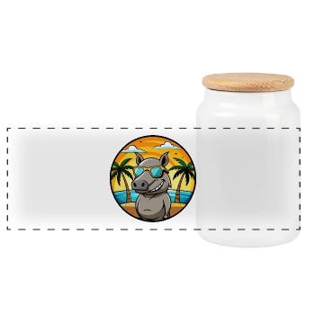 Tapir Lustige Cartoon Sommer Strand Sonnenbrille Cool - Panorama Keksdose mit Holzdeckel - Weiß - Vorne