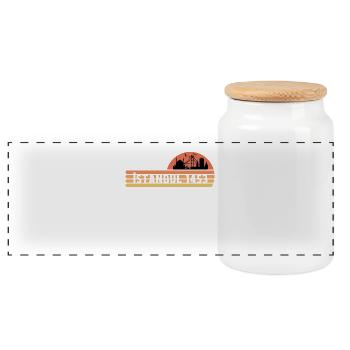 Skyline of Istanbul in a retro design - Panoramic Cookie Jar with Wooden Lid - white - Front