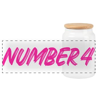 Number 4 - vier - vierter - vierte - 4 - Nummer 4 - Panorama Keksdose mit Holzdeckel - Weiß - Vorne