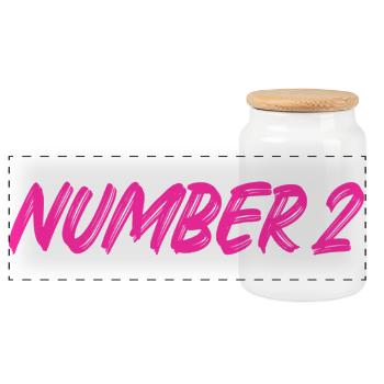 Number 2 - zwei - zweiter - zweite - 2 - Nummer 2 - Panorama Keksdose mit Holzdeckel - Weiß - Vorne