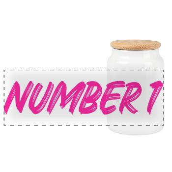 Number 1 - eins - erster - erste - 1 - Nummer 1 - Panorama Keksdose mit Holzdeckel - Weiß - Vorne