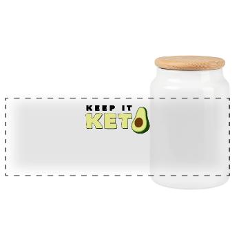 Gardez-le céto avocat disant cadeau régime cétogène - Boîte à biscuits avec couvercle en bois - blanc - Devant